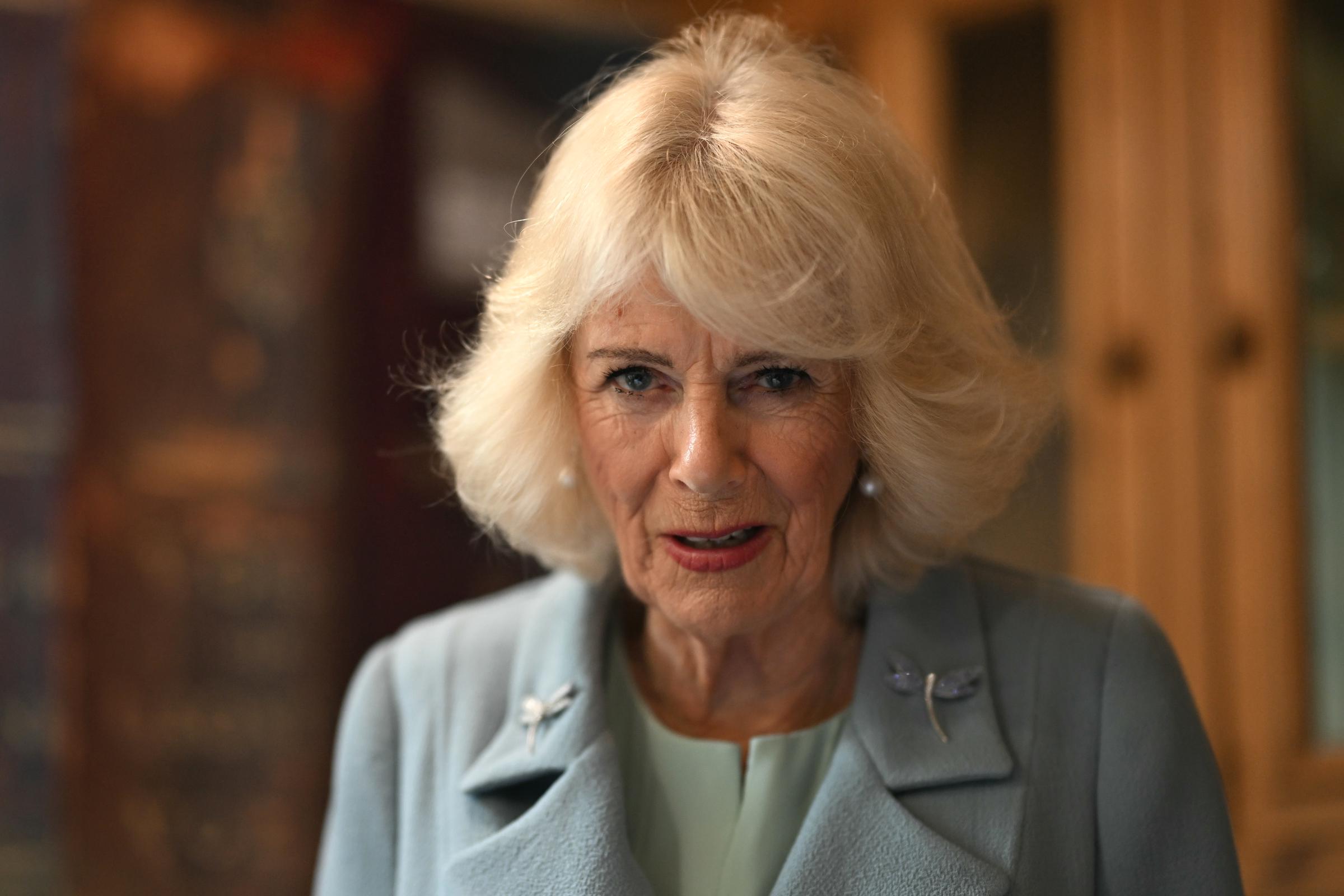Queen Camilla tours the rooms during a visit to the cottage in Thornton, where the Bronte children were born, during a visit to Bradford to celebrate the city's year as UK City of Culture on May 15, 2025, in Bradford, England. | Source: Getty Images