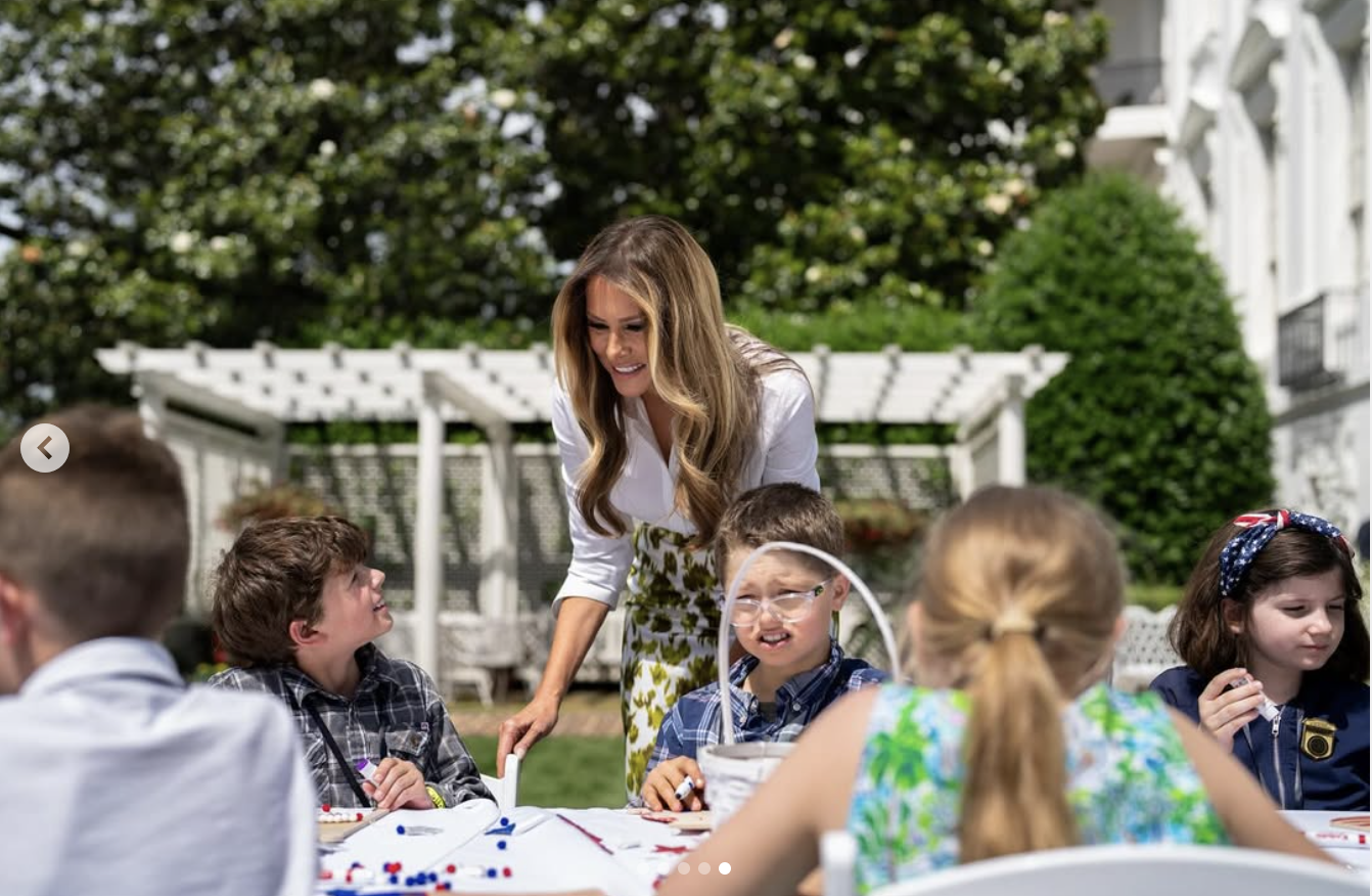 First Lady Melania Trump interacts with kids at the "Take Our Daughters and Sons To Work Day" event at the White House on May 20, 2025 | Source: Instagram/flotus