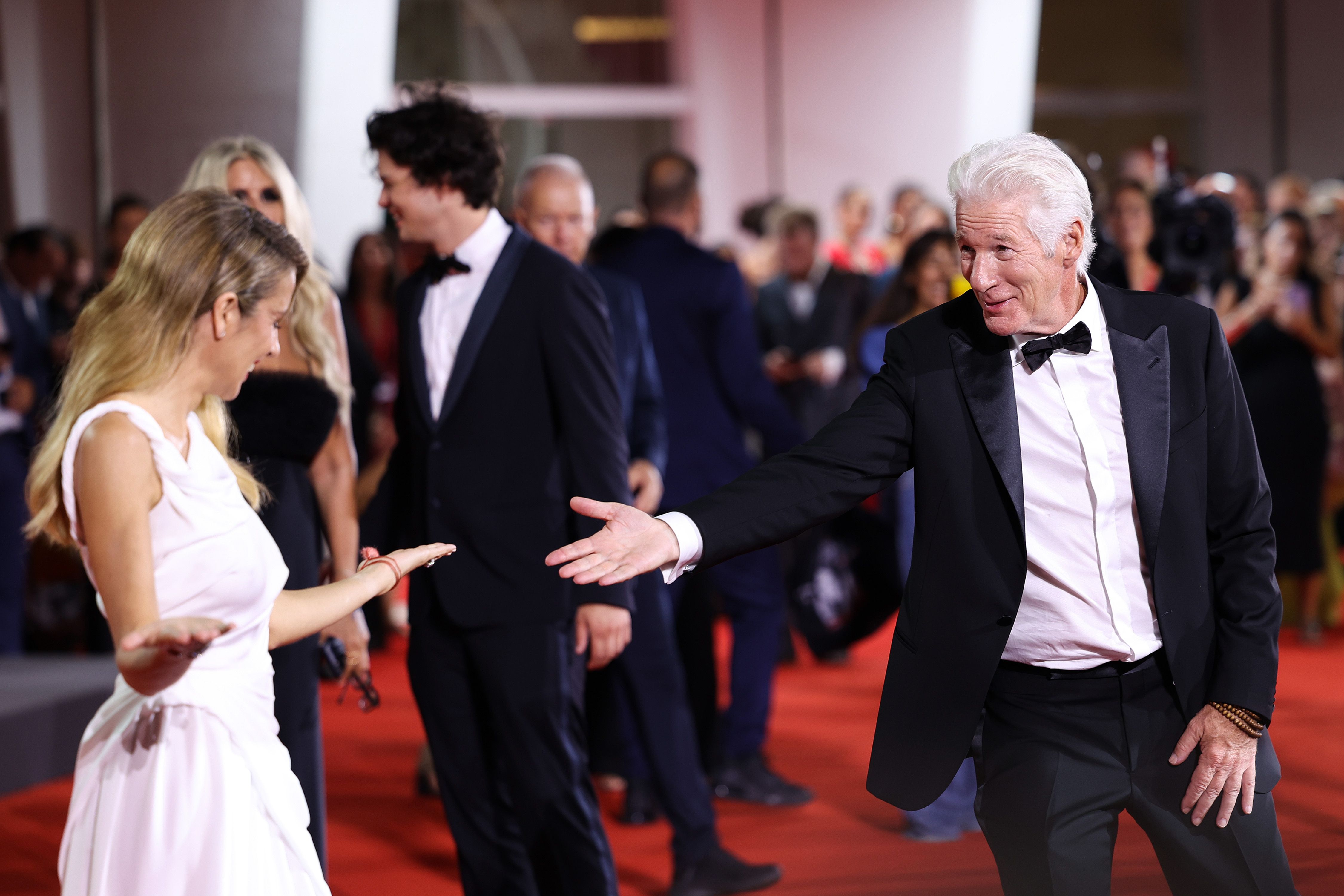 Richard Gere and Alejandra Silva at the 2024 Venice Film Festival red carpet on September 5, 2024 | Source: Getty Images