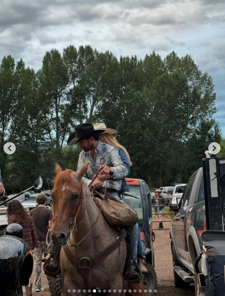 Adan Banuelos and Bella Hadid from a post dated October 29, 2025. | Source: Instagram/ab_performancehorses