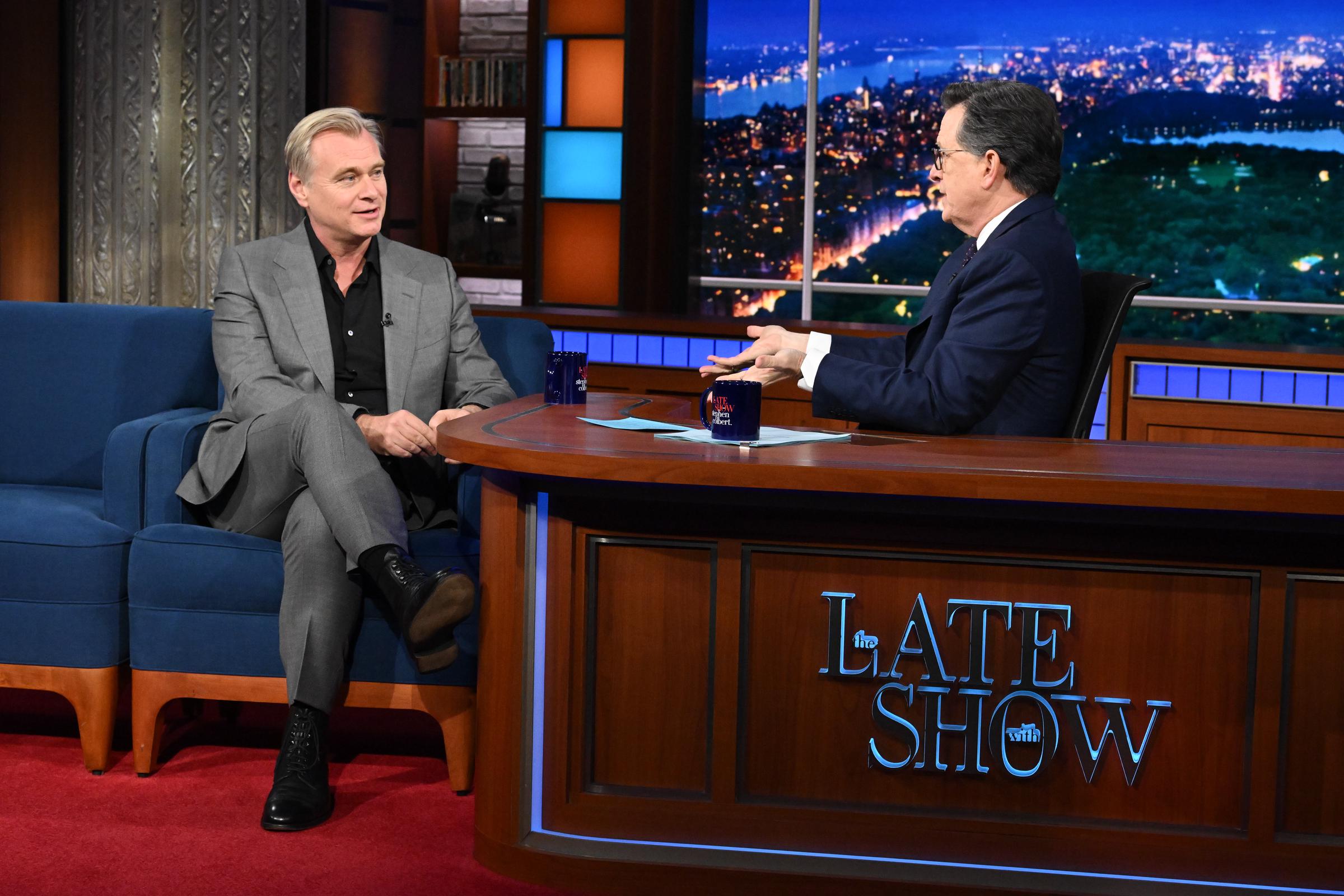 Christopher Nolan during an appearance on "The Late Show with Stephen Colbert" on May 4, 2026. | Source: Getty Images