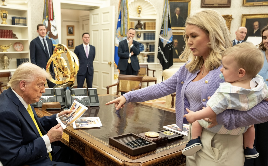 President Donald Trump, Karoline Leavitt, and her son at the White House | Source: Instagram/karolineleavitt