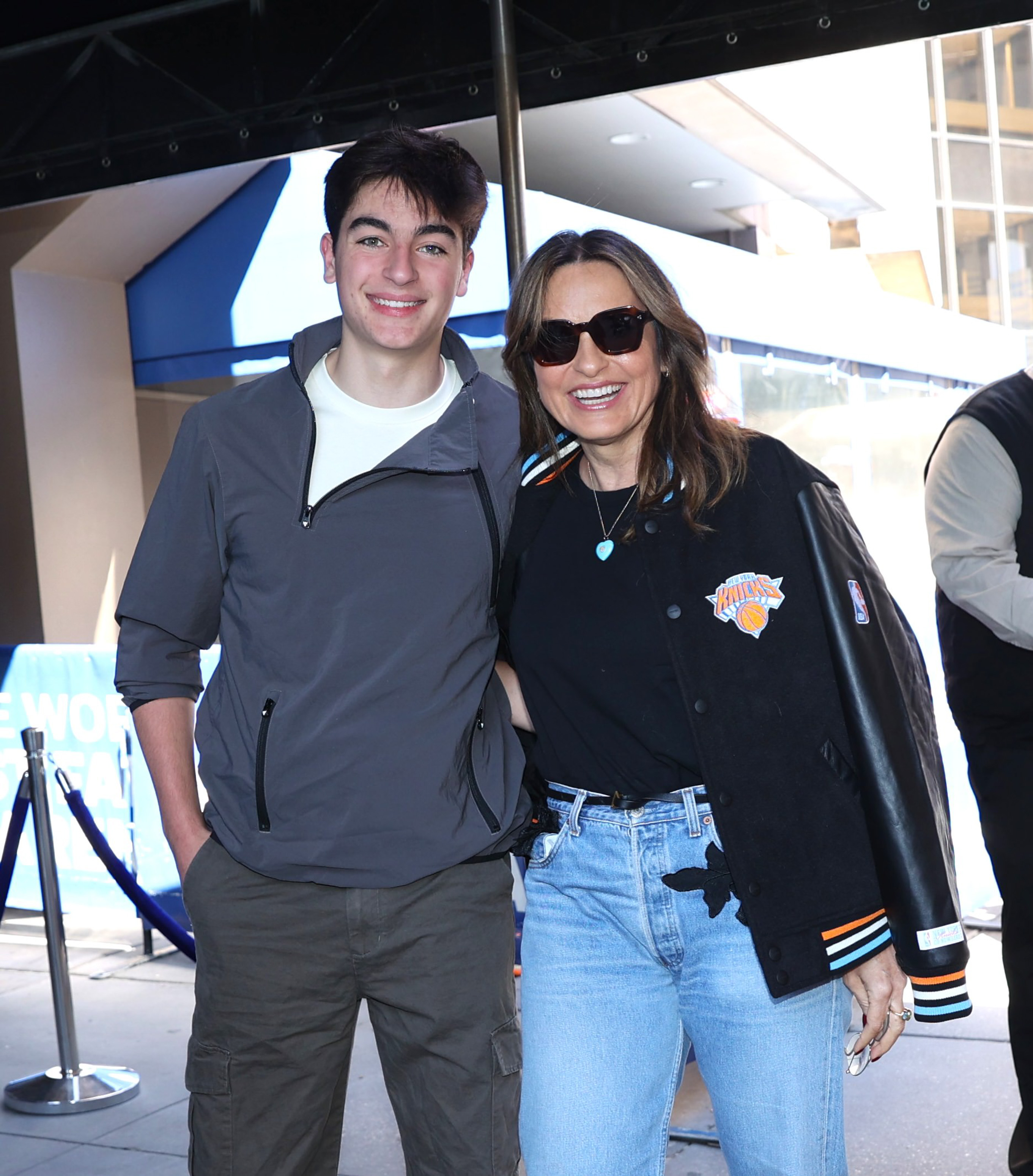 August Miklos Hermann and Mariska Hargitay are seen arriving to the Knicks Playoff game 3 at the Madison Square Garden on May 10, 2025, in New York City. | Source: Getty Images