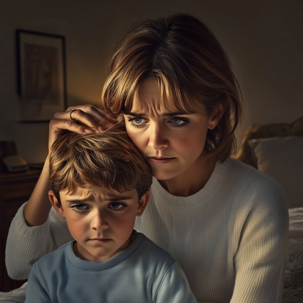 A mother brushing her son's hair | Source: Midjourney