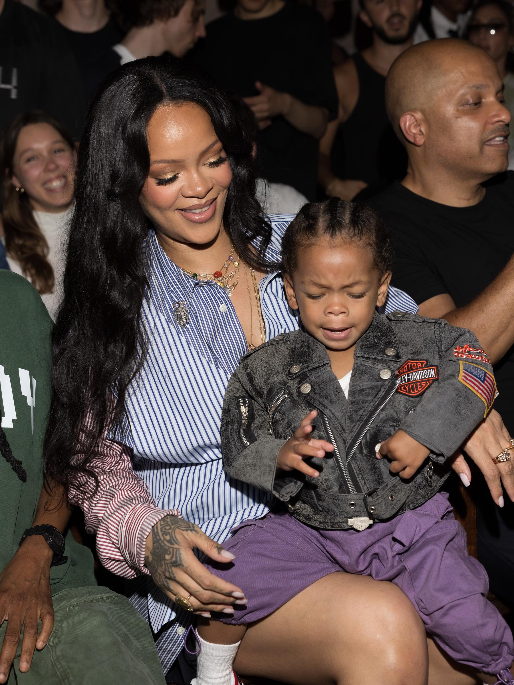 Rihanna and son Riot attend the AWGE Menswear Spring/Summer 2026 show as part of Paris Fashion Week on June 27, 2025, in Paris, France. | Source: Getty Images