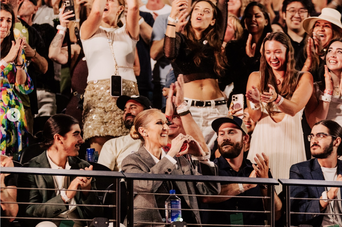 Celine Dion is pictured sitting beside his three sons at the Coldplay concert in Las Vegas, Nevada, on June 6, 2025 | Source: Instagram/celinedion