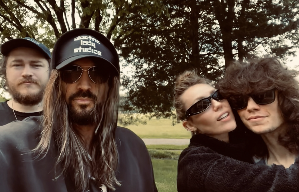 Billy Ray Cyrus pictured with his children, Braison and Miley Cyrus, alongside Miley’s boyfriend, Maxx Morando posted on May 10, 2025 | Source: Instagram/billyraycyrus