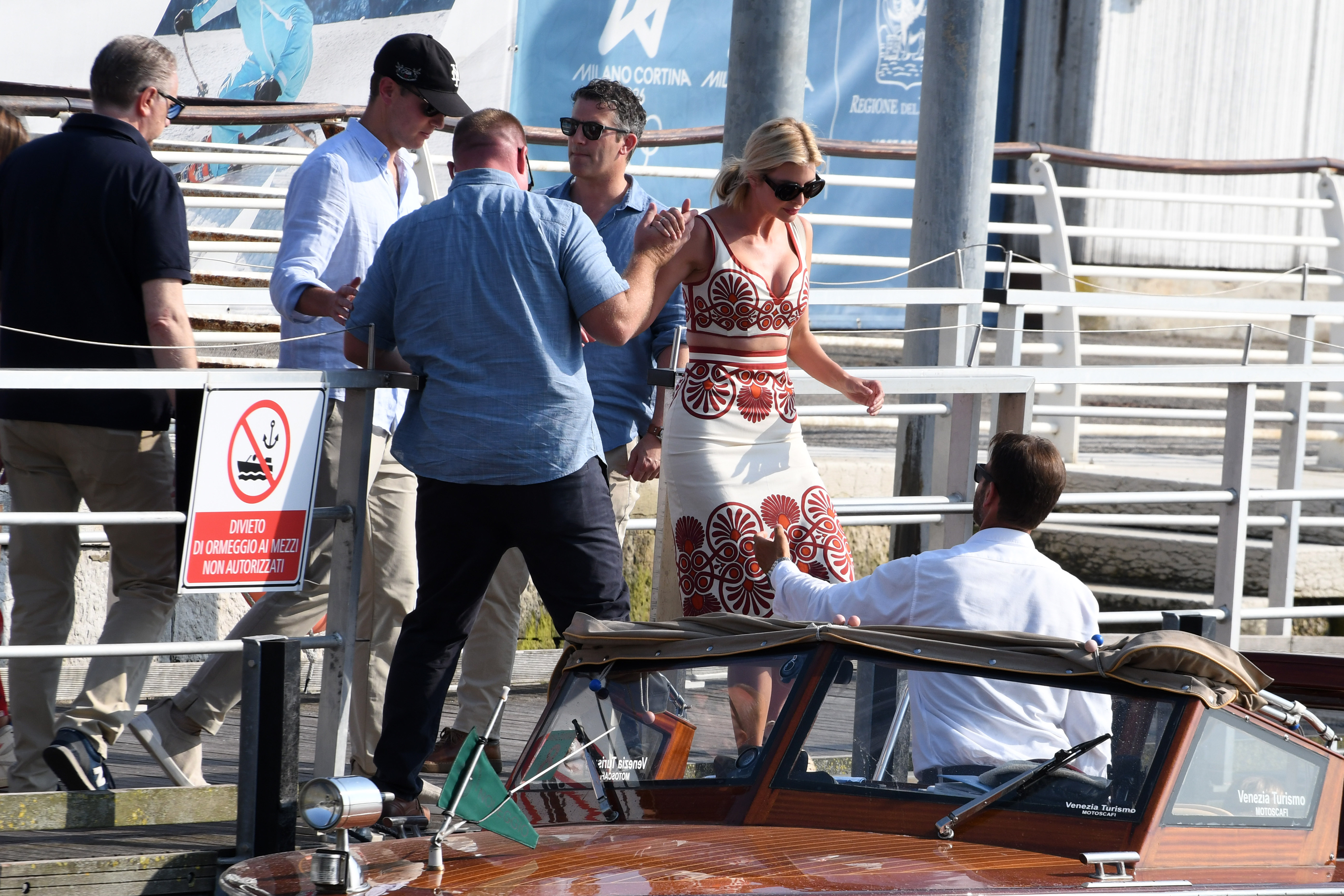 Jared Kushner and Ivanka Trump enter a water taxi after arriving at Marco Polo airport at ahead of the wedding of Jeff Bezos and Lauren Sanchez on June 24, 2025, in Venice, Italy. | Source: Getty Images