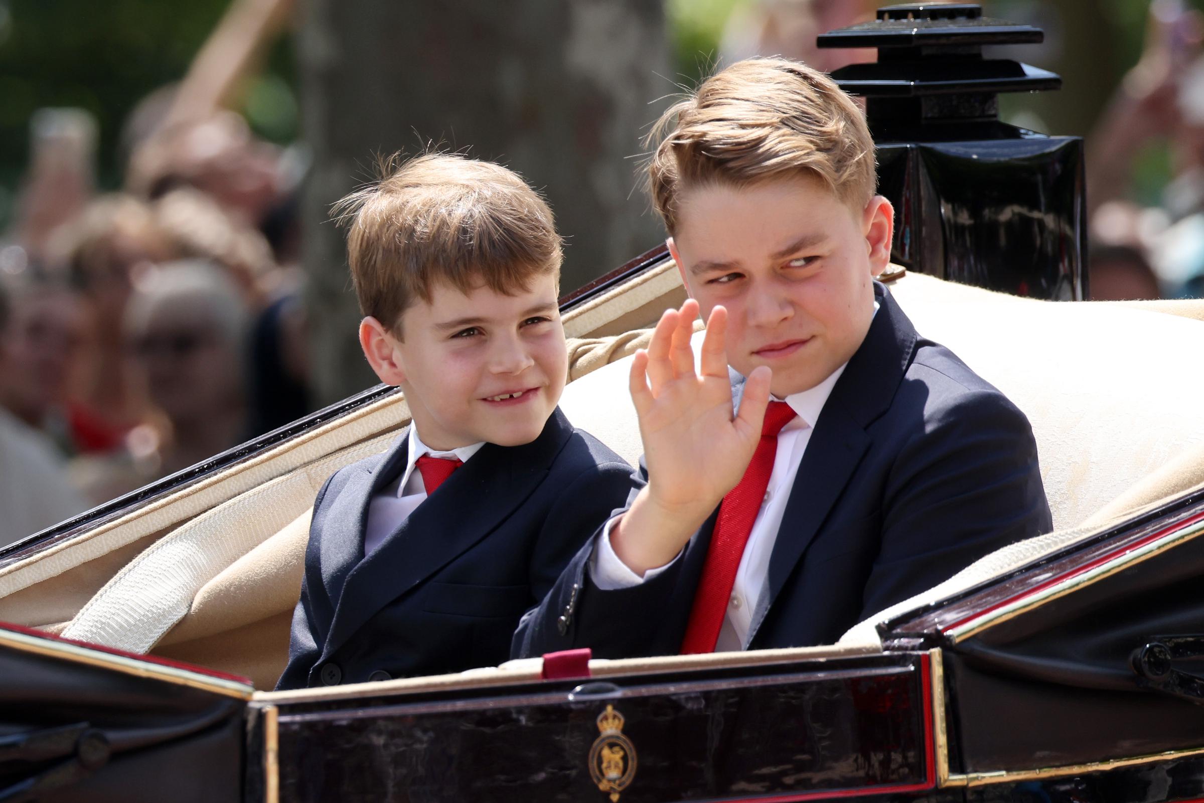 Prince Louis of Wales and Prince George of Wales during Trooping The Colour 2025 on June 14, 2025 in London, England | Source: Getty Images